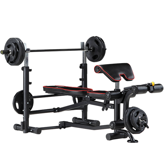 好博 BK3011多功能卧推架举重床综合训练器健身器材 BK3011+60KG杠铃片+1.8米杆