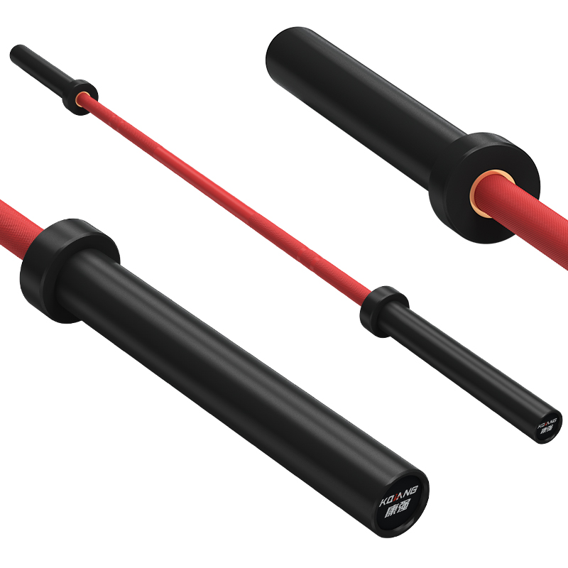 好博杠铃杆硬铬陶瓷镀黑彩色男士女士举重训练杆八轴承2.2M奥杆 E10激情红承重1000LB